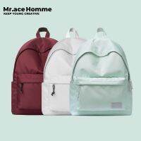 ◇ Mr. ace Homme กระเป๋าเป้สะพายหลัง กระเป๋านักเรียน กันน้ํา ความจุขนาดใหญ่ สีพื้น สไตล์เกาหลี เรียบง่าย สําหรับผู้ชาย และผู้หญิง Schoolbag