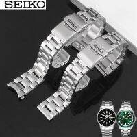 Seiko แท่งสแตนเลสสตีลสายสายรัดเหล็ก SEIKO,5สายรัดข้อมือสำหรับทั้งหญิงและชายสายรัดข้อมือตัวล็อกแบบผีเสื้อแบบกดสองครั้ง