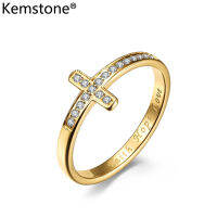 Kemstone แหวนคู่เซอร์โคเนีย,เครื่องประดับสำหรับคู่รักและชายหญิงทำจากสเตนเลสสตีลสีทอง/เงิน