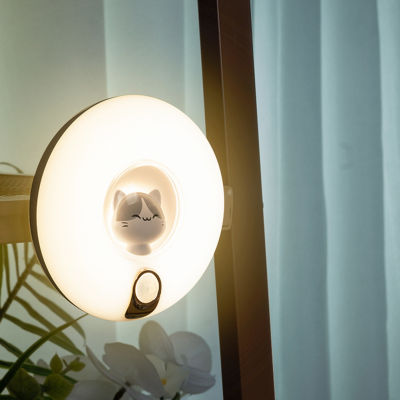 ไฟชาร์จusb ไฟ Led กลางคืนลูกแมวโดนัทโคมไฟตั้งโต๊ะข้างเตียงนอนเซ็นเซอร์ตรวจจับการเคลื่อนไหวสำหรับห้องนอนเด็ก