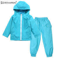 KEAIYOUHUO Children Clothing Girls Sets 2020 Autumn Waterproof Raincoat Boys Clothes Sets Zipper Hooded Kids Casual Sport Suits