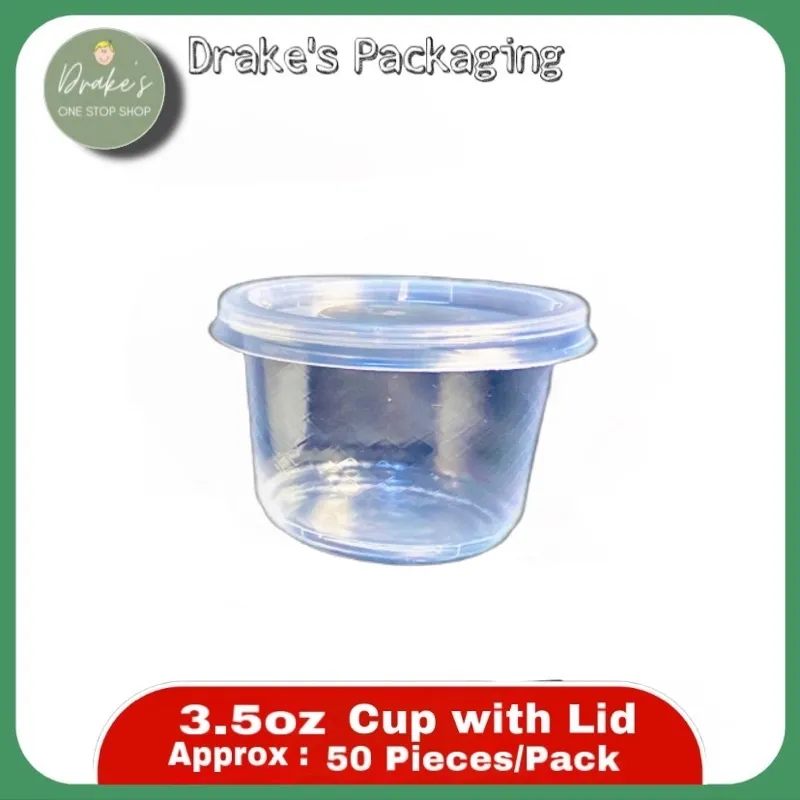 50 Pieces per pack Salad Cups with Cover and Hinged Cup with lid Sauce cup  By DrakesFoodPackaging