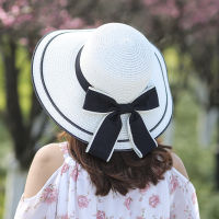 Spring Summer Womens Foldable Straw Hat Outdoor Wide-Brimmed Ladies Sunshade Sun Hat UV Protection Beach Hat