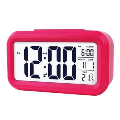นาฬิกานาฬิกาปลุกดิจิตอล LED หน้าจอเดสก์ทอปปฏิทินอุณหภูมิแสดงเวลาด้วยฟังก์ชันเลื่อนโดยใช้นาฬิกาแบตเตอรี่