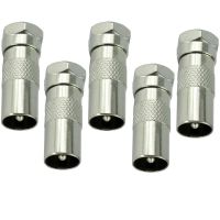 5PCS F Type Male Plug Connector Socket To RF Coax TV Aerial Male Adapter