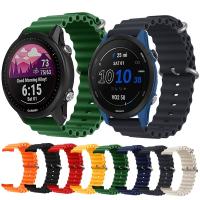 กีฬาซิลิโคน Ocean สำหรับ Garmin Vivoactive 4 /Venu 2 /Forerunner 745 255 SQ Music Band 20 22มม. สายรัดข้อมือสร้อยข้อมืออุปกรณ์เสริม