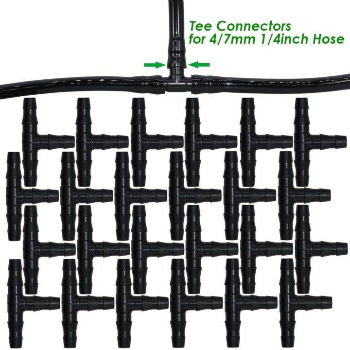 sprycle-20-100pcs-1-4-inch-connector-joint-tee-drip-irrigation-dripper-watering-garden-tools-for-4mm-7mm-pipe-hose-greenhouse
