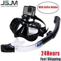 JSJM Professional Diving Mask Anti-Fog Swimming Diving Goggles Snorkel Tube Set With Camera Holder For Gopro Underwater Camera