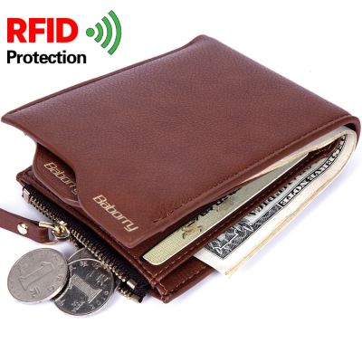 （Layor wallet） กระเป๋าแบรนด์เนม Baborry สำหรับผู้ชายแฟชั่นเนื้อแข็ง Dompet Koin กระเป๋าเงินแบบบางกระเป๋าเก็บบัตรดีไซน์ใหม่ PU นุ่มกระเป๋าสตางค์ใบสั้น Geldbeutel Herren