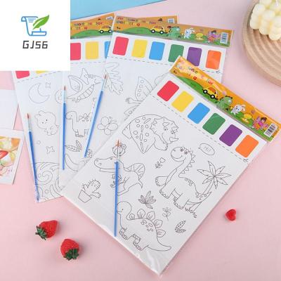 ชุดกระดาษเส้นขยุกขยิกสำหรับเด็ก8แผ่นพร้อมกระดาษวาดเขียนสีและแปรงของเล่น DIY สำหรับศิลปินตัวน้อย GJ56 Kertas Mewarnai กระดาษลงสีน้ำ