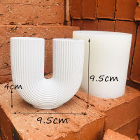 U-shaped Stripe Decoration Concrete Silicone Mold Simple Nordic Design Candlestick Silicone Moldsdried Flower Vase Mold