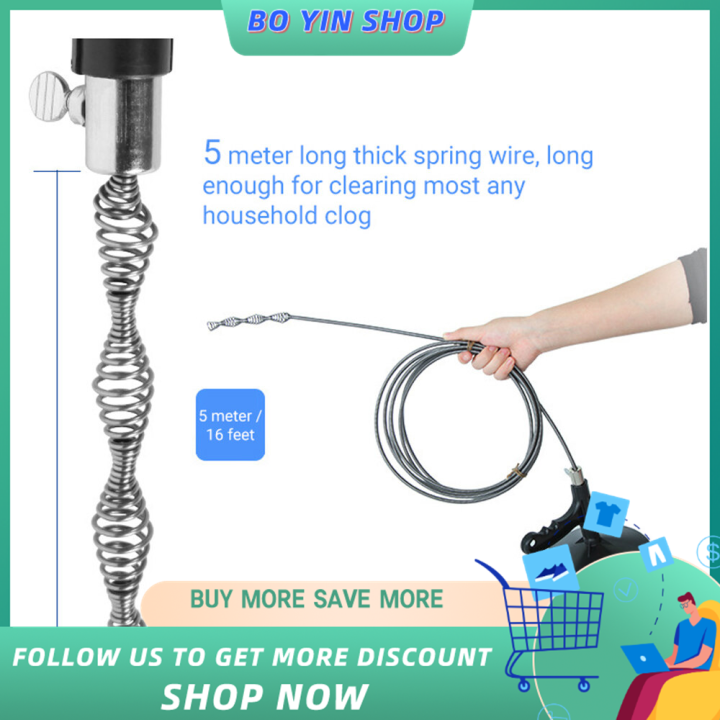 BO YIN Cable Auger Plumber's Snake Flexible Steel Cable with Spool Hand