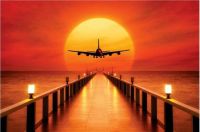 ☇☸ เครื่องบิน BEACH SUNSET PHOTO Art ฟิล์มพิมพ์ผ้าไหมโปสเตอร์ Home Wall Decor 24x36inch