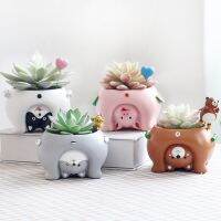 [AMO Garden Decoration]คว่ำการ์ตูนสัตว์กระถางดอกไม้เรซิ่นปลูกต้นไม้ที่ทำด้วยมือสำหรับ Succulents พืชสก์ท็อปกระถางดอกไม้บ้านตกแต่งสวน