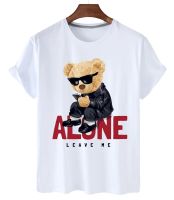 Mens Loose Tshirt With Sunglasses Pure Cotton Bear Print Mobile Phone Pack S3Xl
