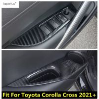 “{》} ที่เท้าแขนประตูกระจกหน้าต่างลิฟต์แผงสวิตช์ควบคุมฝาครอบสำหรับ Toyota Corolla Cross 2021-2023อุปกรณ์สแตนเลส