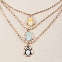 [COD] Naizhu cross-border European and necklace childlike cute dripping oil owl pendant ball chain clavicle