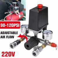 220v Air Compressor Pressure Switch Valve Pump Aluminium Alloy Control Valve Manifold Relief Regulator With 0-180 Psi Gauge