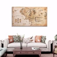 110x60cm Vintage Middle Earth World Map Silk Cloth Poster Home Office Decoration Wall Sticker Hot Selling