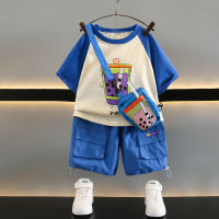 Childrens Clothing Boys Summer Suit 2023 New Baby Summer Childrens Short-Sleeved Cotton Fashionable Cool Ruan Handsome