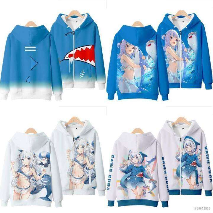 XP Hololive Gawr Gura Jacket Unisex Top Long Sleeve Zipper Coat Anime ...