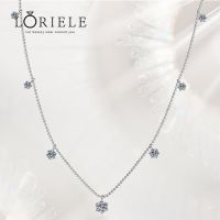 LORIELE Real Round Cut Moissanite Diamond 7 Stone Necklace For Women Girls Sterling Silver VVS1 Lab Diamond Pendant Fine Jewelry Fashion Chain Necklac