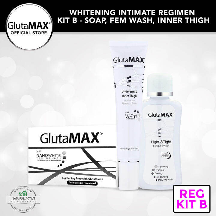 Glutamax Whitening Intimate Regimen Kit B 60g Soap 50ml Feminine Wash 30g Inner Thigh Cream 4358