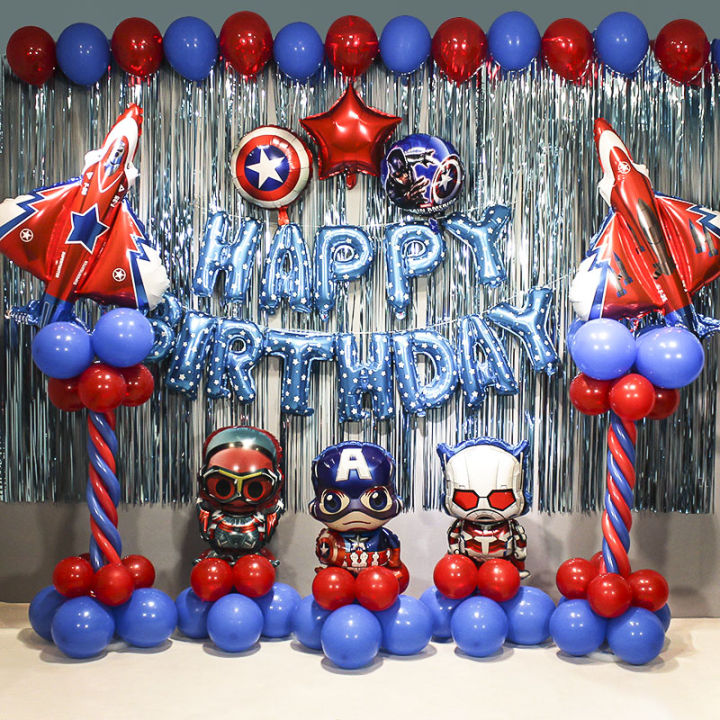 Captain America Superman children's theme baby birthday decoration one ...