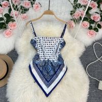 Retro hanfu chinese-style chest covering type summer small condole belt vest underwear women feel beach resort backless printing jacket