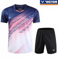 Victor Badminton suit men and women suits short sleeve shorts training suit jacket quick-drying breathable games sports lettering