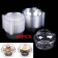 【YF】♙☍  50PCS  Disposable Plastic Transparent Cut Round Pastry Dessert Packing Boxes With Cover