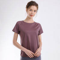 Lulus new loose sports T-shirt for women looks skinny and breathable, casual fitness short-sleeved yoga top 1111