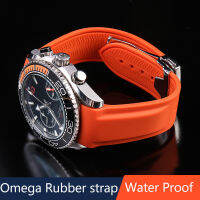 kuiwer สายนาฬิกาข้อมือซิลิโคน22มม. สำหรับ Omega ดาวเคราะห์ทะเล600ในสี่ของ Seamaster สีส้ม300ปลายโค้งมนสร้อยข้อมือผู้ชายกันน้ำ