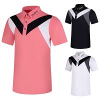 Malban Spring Summer Golf Clothing Mens Short-Sleeved T-Shirt All-Match Outdoor Sports Wicking Quick-Drying Non-Iron Jersey T2350