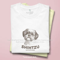 เสื้อยืดสกรีนลาย Vintage Minimal, Shih Tzu [Classic Cotton 100% by Oversized Club]