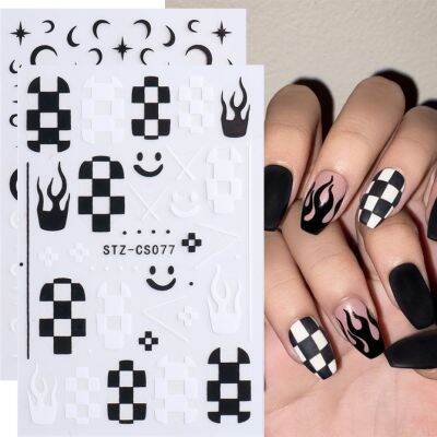 Stiker Kuku Motif Papan Catur Smiley Untuk Nail Art 5211059卍✸♣