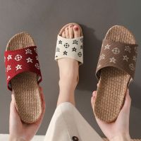 【CW】 Suihyung Shoes Flax Slippers Anti-slip Sole Slides Female Flat Sandals Couple Indoor Flip Flops