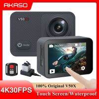 AKASO กล้องเคลื่อนไหว4K30fps Wi-Fi กล้องแอคชั่นแคมเมรา V50X สามารถปรับมุมมองได้131องศากล้องกันน้ำเท้า