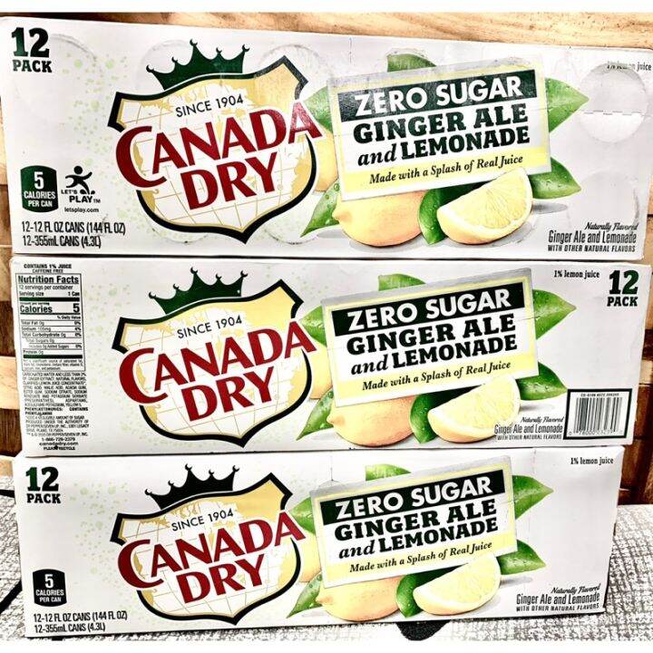 New Canada Dry Ginger Ale and Lemonade Zero Sugar 12oz x 12 Cans