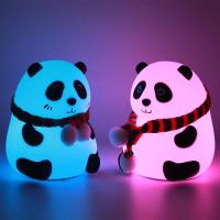 Panda Night Light Silicone Pat Night Lamp Touch Sensor Colorful Table Lamp USB Charging Bedside Decor Lamps For Children Kids