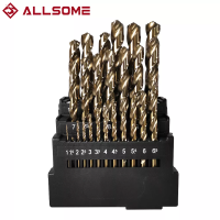 ALLSOME 131925 Pcs Hss M42 Cobalt Twist Drill Set 8 High Cobalt For Stainless Steel Wood Metal Drilling 3 Edge Tool Kit