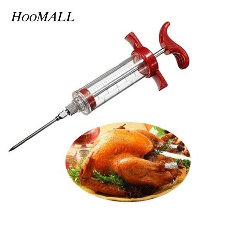 Red BBQ Meat Syringe Marinade Injector Poultry Turkey Chicken Flavor Syringe Cooking Sauce Injection Tool Kitchen Accessories 