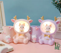 UoneHome พร้อมส่ง ♥ H094 กล่องใส่ดินสอโคมไฟน่ารัก กระต่ายเบลล่า โคมไฟตั้งโต๊ะ หัวเตียง วัสดุเรซิน สีพาสเทล ของขวัญ/แต่งห้องนอนรับห่อของขวัญ