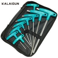 KALAIDUN ชุดประแจหกเหลี่ยมกุญแจอัลเลน6/9ชิ้นประแจด้ามแบน T-Handle ไขควงหกเหลี่ยมอุปกรณ์ทำมือรถจักรยานยนต์จักรยานรถยนต์ Reapair