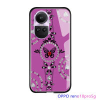 Serpens เคสสำหรับ OPPO Reno10 Pro 5G,เคสหรูหราลายการ์ตูนผีเสื้อประกายอัญมณีดีไซน์แบบกันกระแทกเคสมันวาวกระจกเทมเปอร์ปลอกฝาหลัง