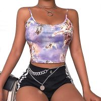 [A LIKE] SexySling Angel PrintCamisole ผู้หญิง39; S เซ็กซี่ Streetwear สั้นตัด NavelTop