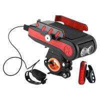 Multifunctional Bike Lights Set 4 in 1 Front Bike Light Bike Headlight Waterproof Adjustable USB Rechargeable LED