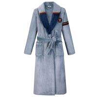 （Atv ） WinterMen Robe Nightwear Plus Size Sleepwear Nightgown ThickFleece Moungewear Loose Bathrobe 4XL