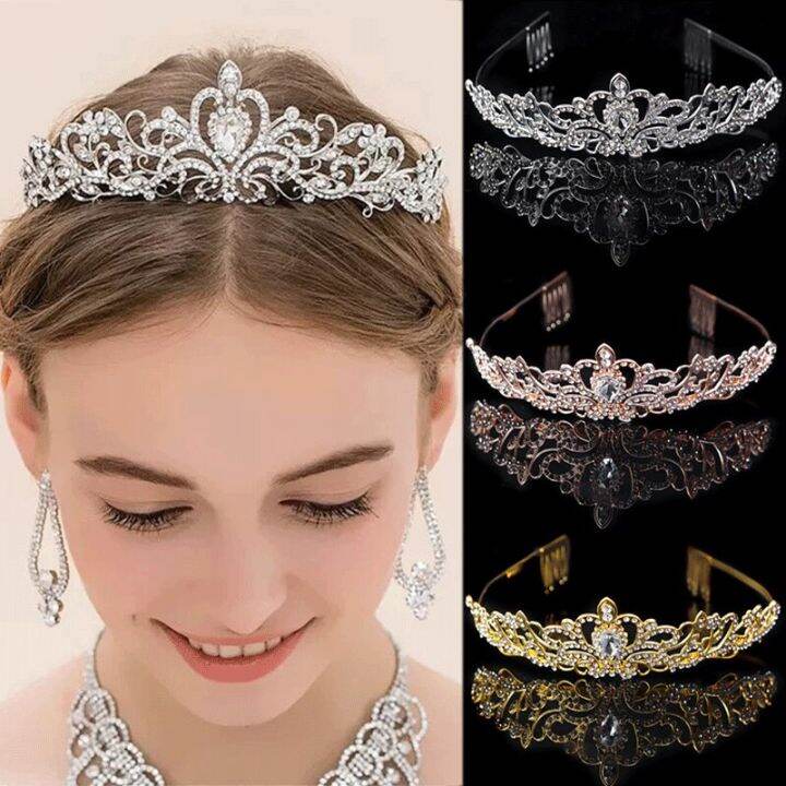 Princess Tiaras and Crowns Crystal Headband Bridal Crown Wedding Party
