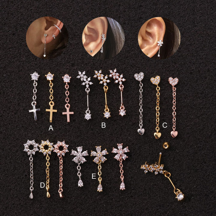 jeweled-cross-heart-long-chains-cartilage-helix-tragus-piercing-ear-stud-piercing-jewellery